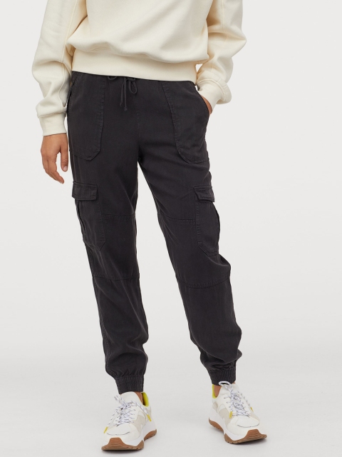 

H&M Women Charcoal Grey Lyocell Utility Joggers