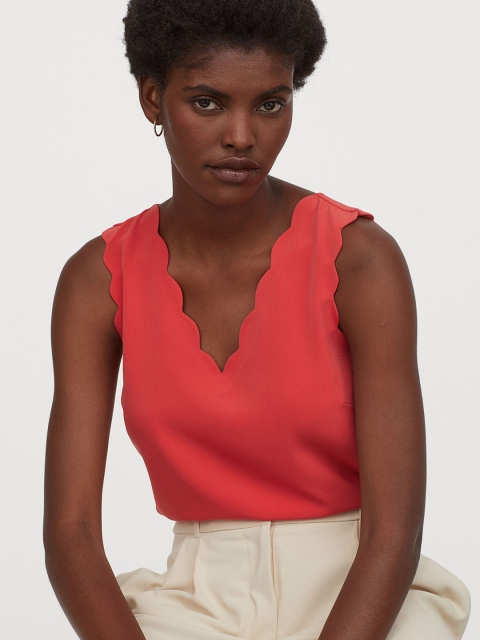 

H&M Women Red Solid Sleeveless Blouse