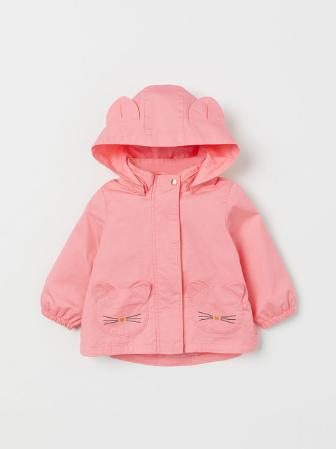 

H&M Girls Pink Solid Cotton Twill Jacket