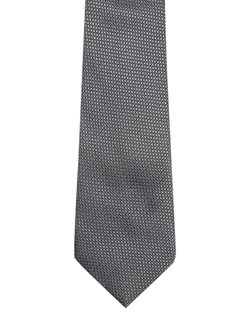 

Marks & Spencer Charcoal Grey & Black Woven Design Silk Broad Tie