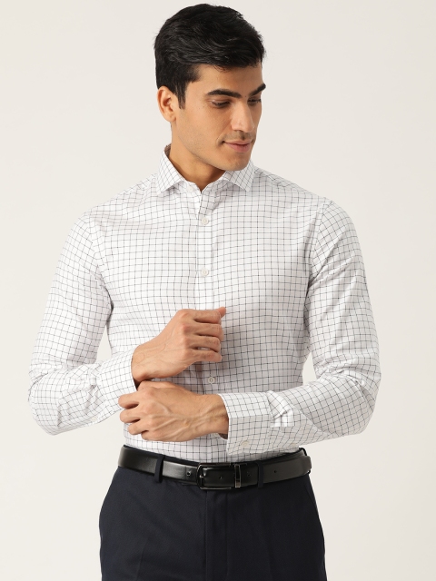 

Marks & Spencer Men White & Black Slim Fit Checked Formal Shirt