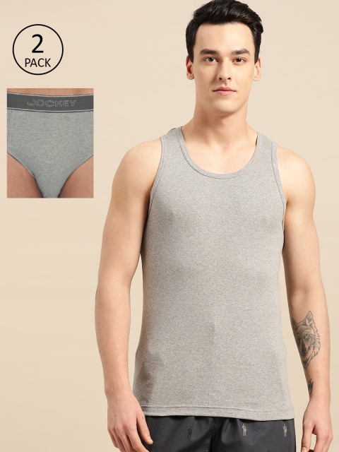 

Jockey Men Grey Melange Innerwear Vest With Briefs