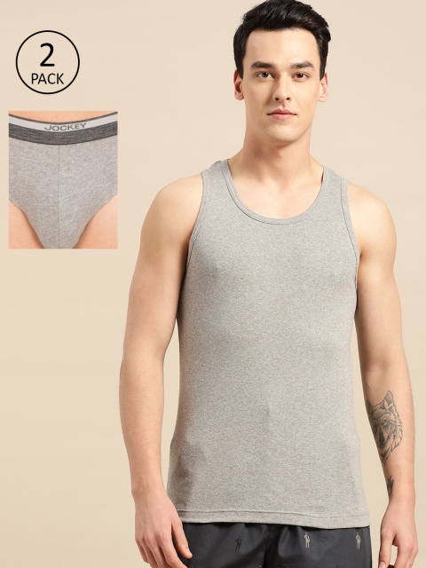 

Jockey Men Grey Melange Innerwear Vest With Briefs