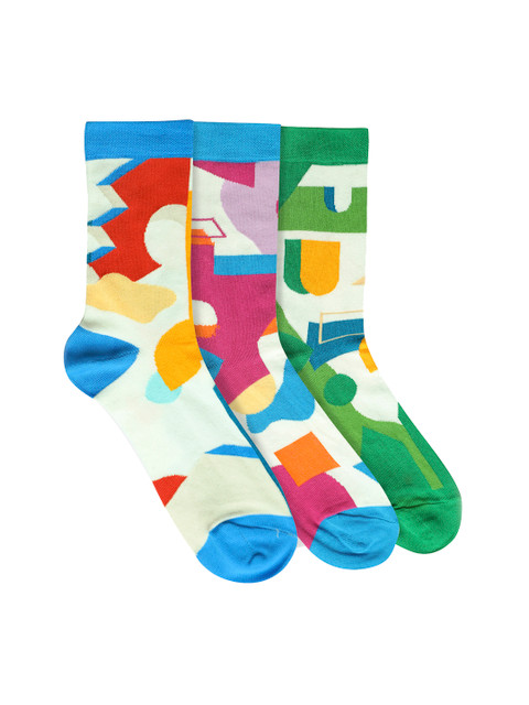 

ONELEPH & CO Unisex Pack Of 3 Assorted Calf-Length Socks