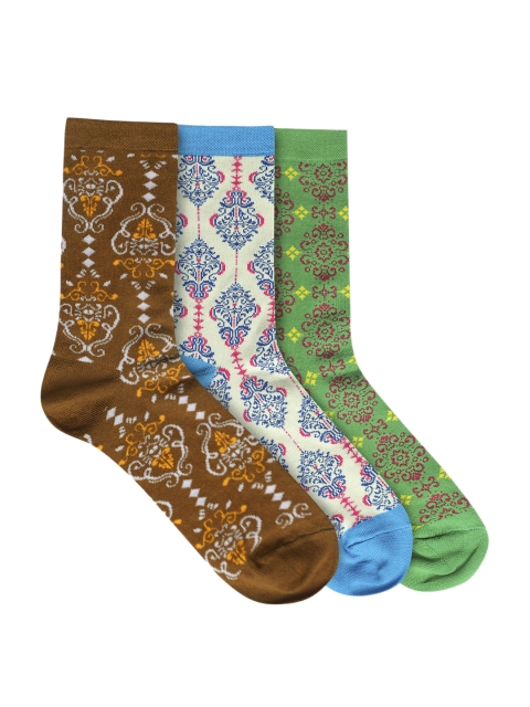

ONELEPH & CO Unisex Pack Of 3 Assorted Royal Design Calf-Length Socks