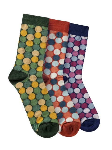 

ONELEPH & CO Unisex Pack Of 3 Assorted Polka Dots Calf-Length Socks
