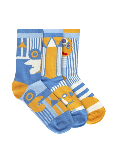 

ONELEPH & CO Unisex Pack Of 3 Assorted Levelling the Stripes Calf-Length Socks