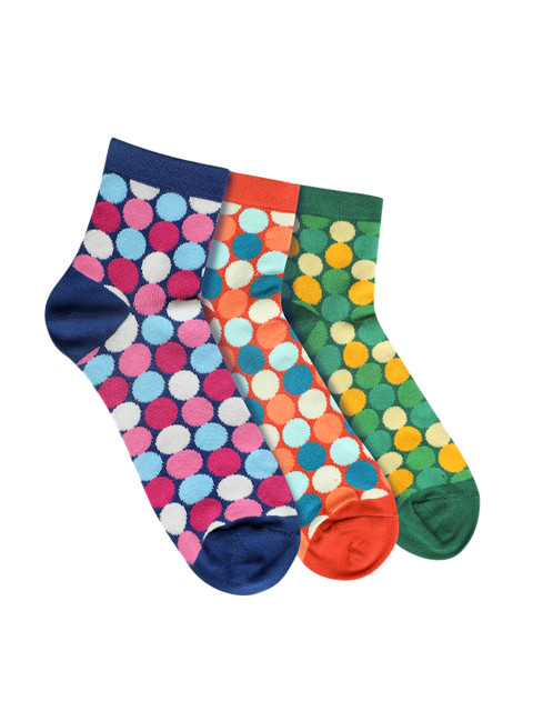 

ONELEPH & CO Unisex Pack of 3 Assorted Polks Dots Ankle-Length Socks