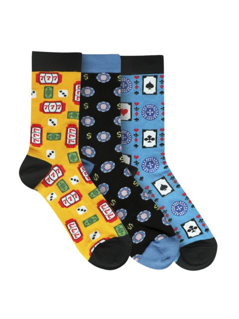 

ONELEPH & CO Unisex Pack of 3 Assorted Casino Calf-Length Socks