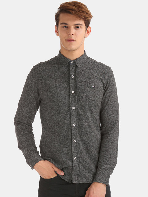 

Arrow Men Grey Melange Regular Fit Printed Casual Shirt