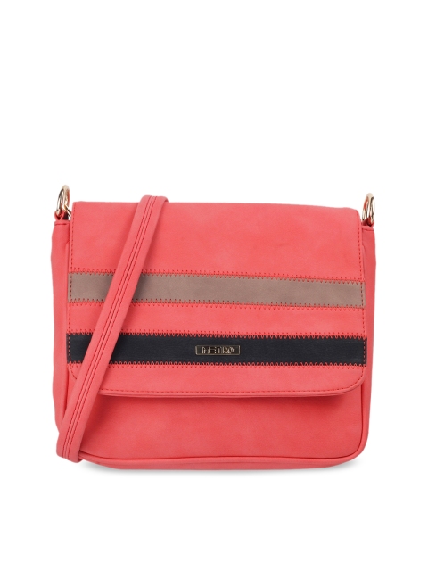 

Metro Coral Red & Beige Colourblocked Sling Bag