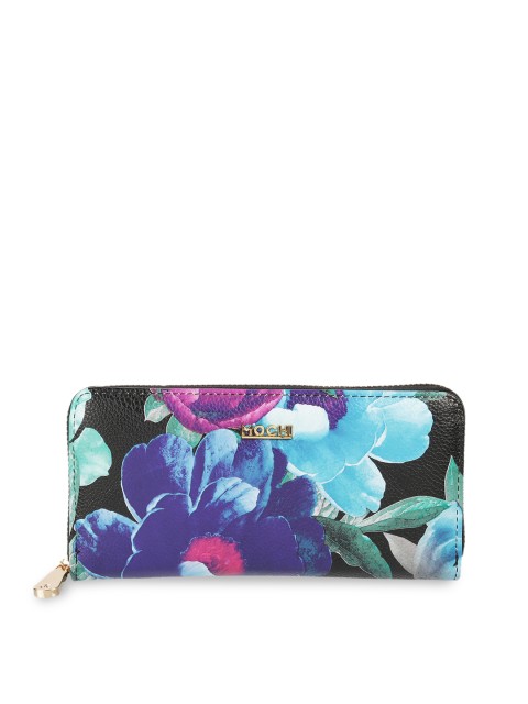 

Mochi Women Blue & Black Printed Zip Around Wallet