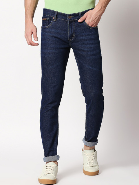 

BOLTS and BARRELS Men Navy Blue Slim Fit Low-Rise Clean Look Stretchable Jeans