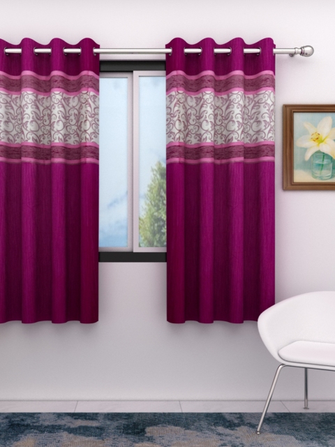 

Athom Trendz Magenta & White Single Room Darkening Window Curtain