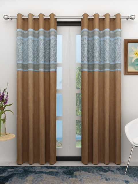 

Athom Trendz Brown & Blue Set of 2 Door Curtains