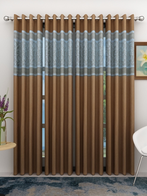 

Athom Trendz Brown & Blue Set of 4 Door Curtains