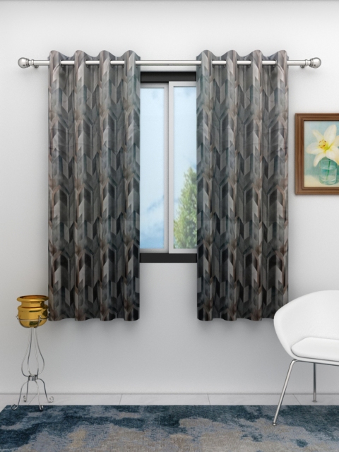 

Athom Trendz Grey & Brown Set of 2 Casino Room Darkening Window Curtains