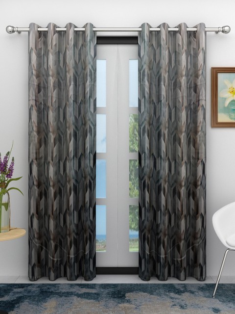 

Athom Trendz Grey & Brown Set of 2 Casino Room Darkening Door Curtains