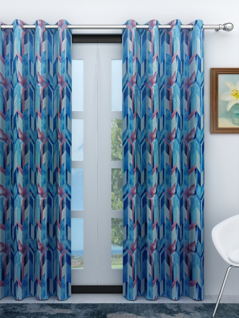 

Athom Trendz Blue & Pink Single Room Darkening Door Curtain
