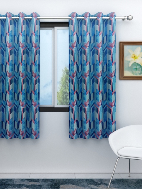 

Athom Trendz Blue & Pink Single Casino Room Darkening Window Curtain