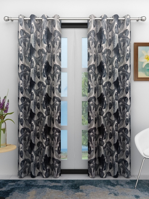 

Athom Trendz Grey & Black Set of 2 Door Curtains