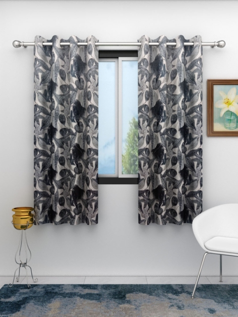 

Athom Trendz Grey & Black Set of 2 Window Curtains