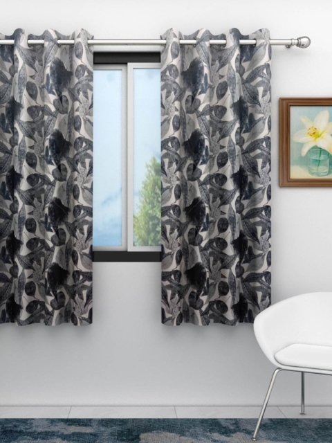 

Athom Trendz Grey & Black Printed Single Window Curtain