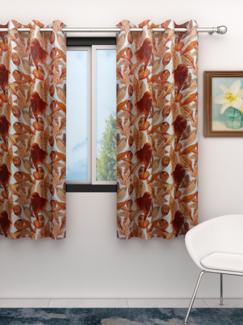 

Athom Trendz Coffee Brown & White Single Window Curtain