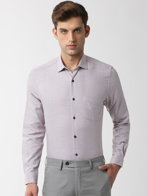 

Peter England Men White & Blue Regular Fit Micro Print Formal Shirt