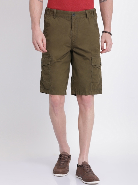 

t-base Men Olive Brown Solid Regular Fit Cargo Shorts