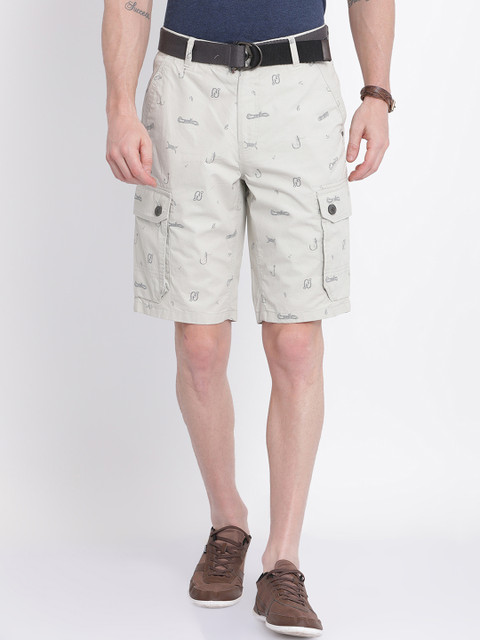 

t-base Men Off-White Printed Regular Fit Cargo Shorts