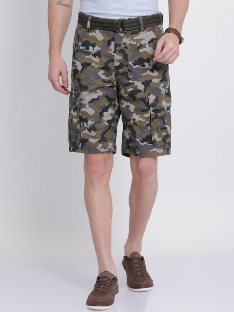 

t-base Men Multicolored Camouflage Print Regular Fit Cargo Shorts, Multi