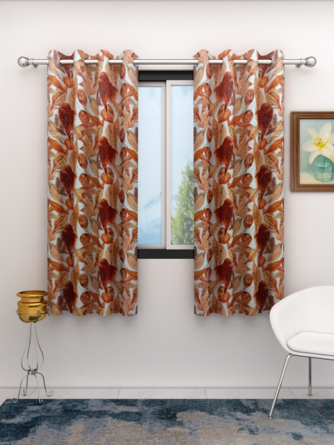 

Athom Trendz Set of 2 Off-White & Orange Window Curtains