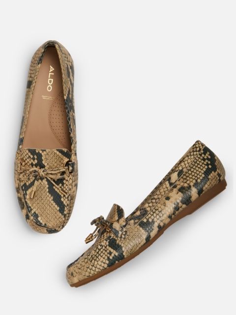 

ALDO Women Beige & Black Animal Print Leather Loafers