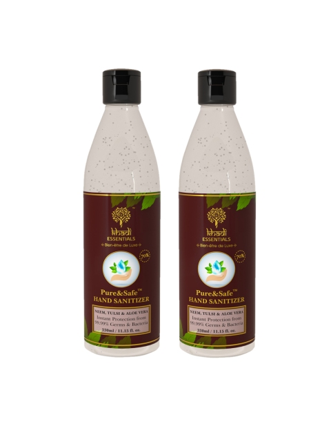 

KHADI ESSENTIALS Set of 2 Pure & Safe Instant Hand Sanitizers 330 ml each, Brown