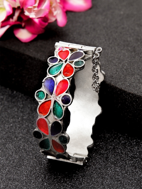 

Moedbuille German Silver Brass-Plated Meenakari Handcrafted Bangle-Style Bracelet