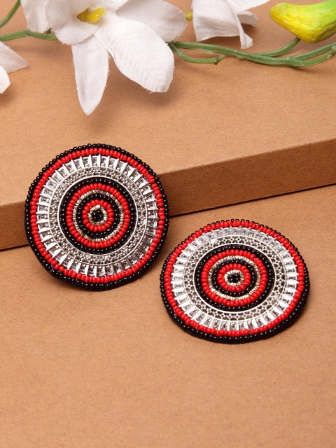 

Moedbuille Red & Black Handcrafted Antique Design Circular Studs