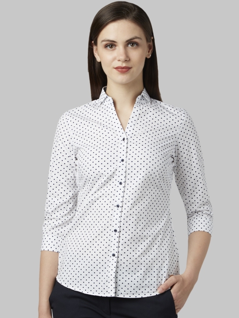 

Park Avenue Woman White Regular Fit Printed Casual Shirt