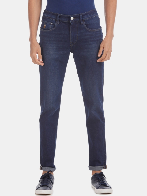 

U.S. Polo Assn. Men Navy Blue Straight Fit Mid-Rise Clean Look Stretchable Jeans