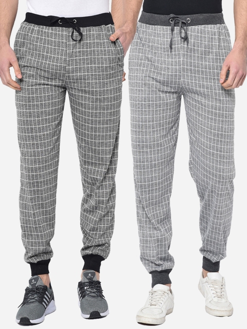 

VIMAL JONNEY Men Pack of 2 Checked Joggers, Charcoal