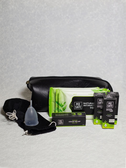 

PEESAFE Women Vegan Travel Hygiene Kit with Reusable Menstrual Cups - Large, Black