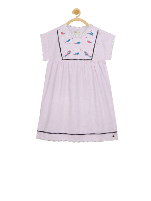 

Cherry Crumble Girls Lavender Embroidered A-Line Dress