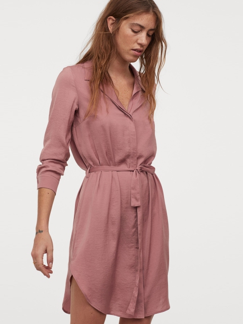 

H&M Women Pink Short Shirt Dress