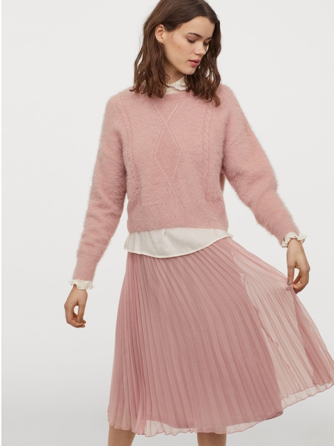 

H&M Women Pink Pleated Skirt