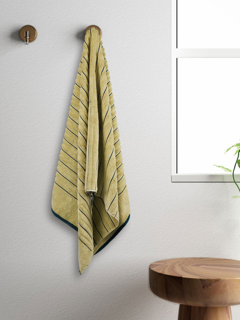 

SPACES Unisex Yellow & Green Striped 575GSM Exotica Ribbed Bath Towel