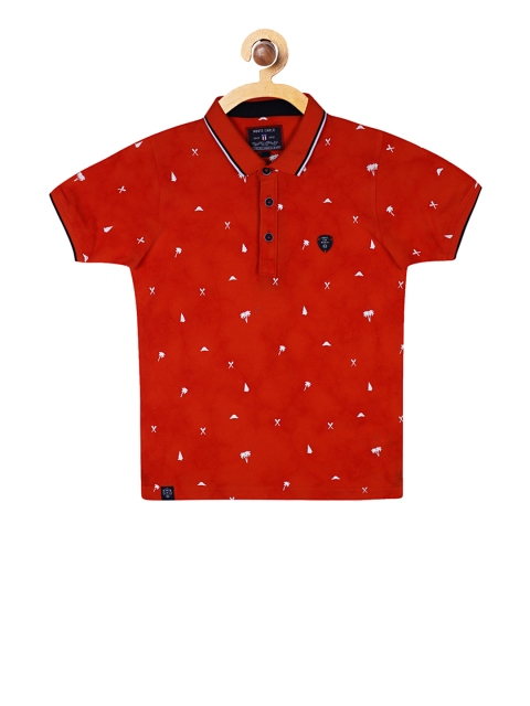 

Monte Carlo Boys Red & White Printed Polo Collar T-shirt