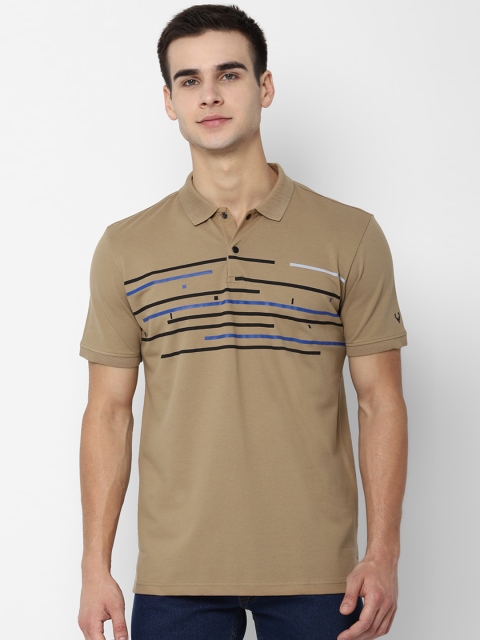 

Allen Solly Men Brown Striped Polo Collar T-shirt