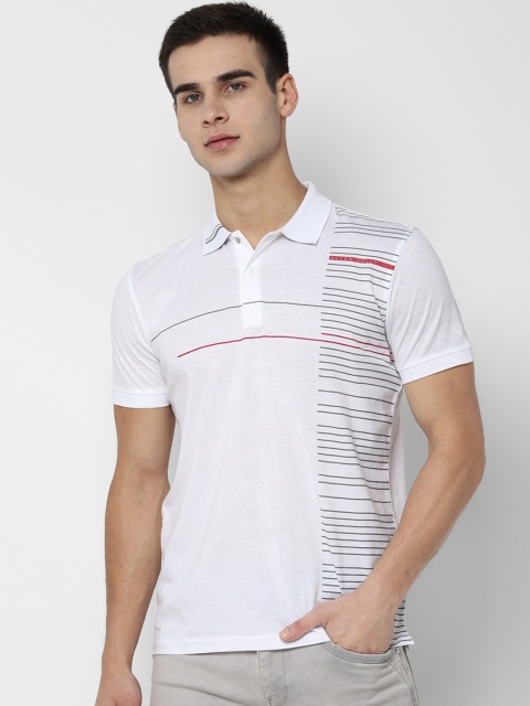 

Allen Solly Men White Striped Placement Print Polo Collar T-shirt