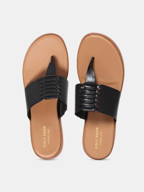 

Cole Haan Women Black Solid Leather Open Toe Flats