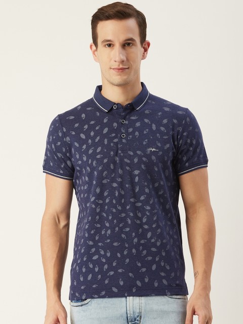

CONFIDENCE Men Navy Blue Printed Polo Collar T-shirt